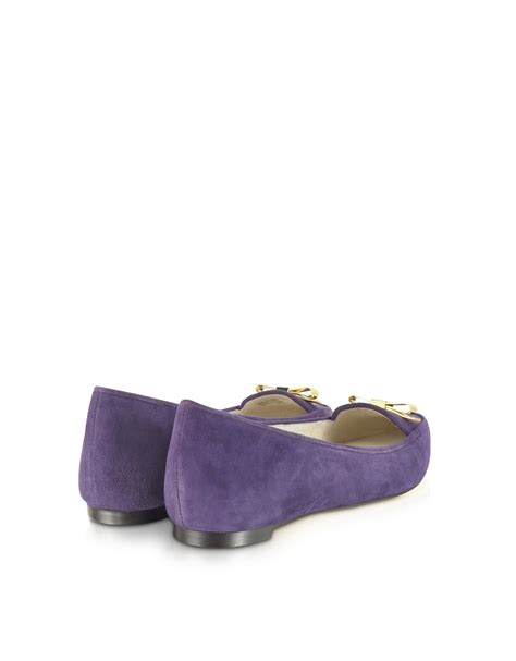 michael kors purple suede flats|michael kors leather flats.